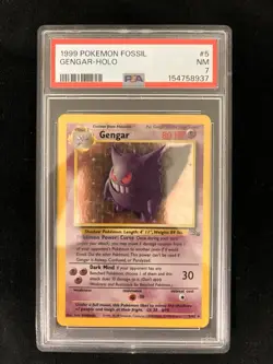 Pokemon Gengar Fossil Holo Rare 5/62 1999 PSA 7 80 HP Wizards TCG - Image 1