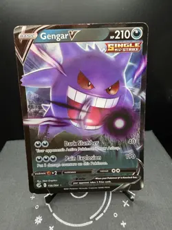 Pokemon TCG SWSH Fusion Strike Gengar V 156/264 Ultra Rare Holo LP - Image 1