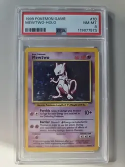 1999 Pokemon Base Set #10 Mewtwo Holo PSA8 NM-MT 010/102 - Image 1