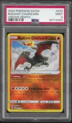 2023 POKEMON SWORD & SHIELD CROWN ZENITH #020 RADIANT CHARIZARD PSA 9 - Image 1