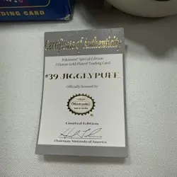 Pokemon 23k Gold Plated Jigglypuff Trading Card COA 1999 Blue Box Burger King - Image 2