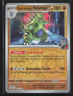 Pokemon TCG Destined Rivals - 096/182 Team Rocket's Tyranitar - Reverse Holo NM - Image 1