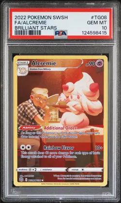 2022 POKEMON SWORD & SHIELD BRILLIANT STARS #TG08 FULL ART/ALCREMIE PSA 10 - Image 1
