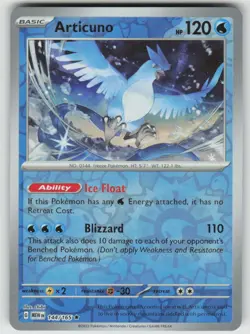 Articuno 144/165 Rare 151 Pokemon Reverse Holo Near Mint - Image 1