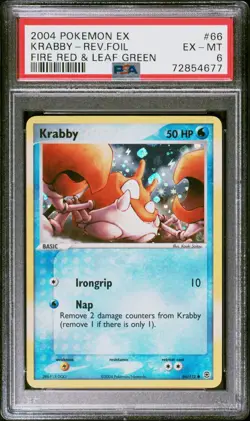 Pokemon Card Krabby 66/112 Reverse Holo EX Fire Red & Leaf Green PSA 6 EX-MT - Image 1