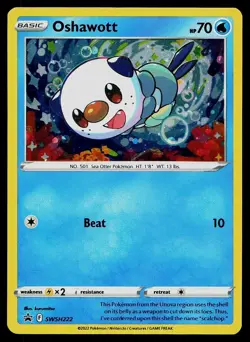 Pokemon Card Sword & Shield Promo Oshawott (Cosmo Holo) SWSH222 Holo Promo - Image 1