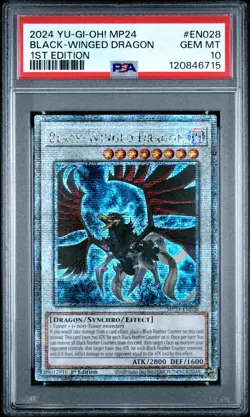 2024 Yu-Gi-Oh Black-Winged Dragon MP24-EN014 Quarter Century SR PSA 10 (Aug 25) - Image 1