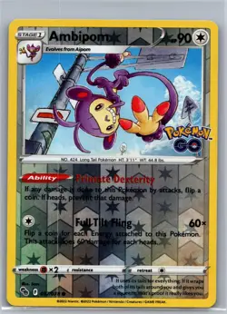 Ambipom 057/078 Common Pokemon GO Pokemon Reverse Holo Near Mint - Image 1