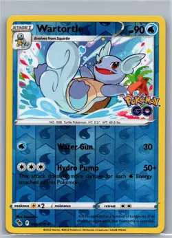 Wartortle 016/078 Uncommon Pokemon GO Pokemon Reverse Holo Near Mint - Image 1