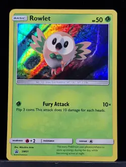 Pokemon TCG Rowlet Holo SM01 - Black Star Promo - Near Mint - Standard Size - Image 1