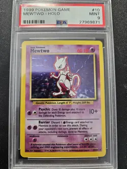 Pokemon PSA 9 Base Set Mewtwo Holo Rare 10/102 MINT - Image 1