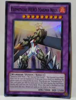 YUGIOH ELEMENTAL HERO MAGMA NEOS SUPER LCGX-EN064 LIGHT PLAYED - Image 1