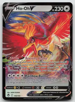 Ho-Oh V 140/195 Holo V Rare Silver Tempest Pokemon Holo Near Mint - Image 1