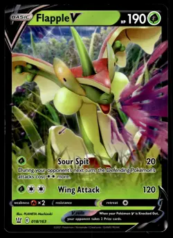 FLAPPLE V - 018/163 Holo V Rare Battle Styles Pokemon NM - Image 1