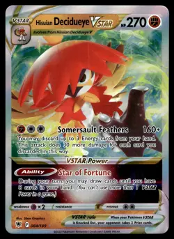 HISUIAN DECIDUEYE VSTAR - 084/189 Holo VSTAR Rare Astral Radiance Pokemon NM - Image 1