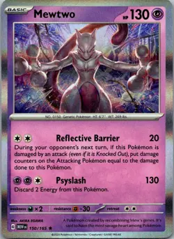 Mewtwo 150/165 Rare 151 Pokemon Holo Near Mint - Image 1