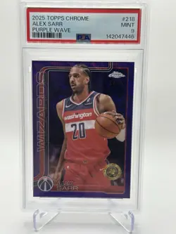 2025 Topps Chrome- Alex Sarr Purple Wave /75 #218 PSA 9 - Image 1