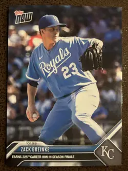 Zack Greinke 225th Career Win 2023 MLB TOPPS NOW Card 957 In Hand - Image 1