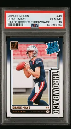 2024 Drake Maye Donruss Rated Rookies Throwbacks #49 (RC) PSA 10 20A - Image 1