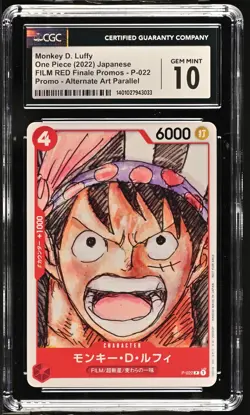 CGC 10 GEM MINT Japanese One Piece 2022Monkey D. Luffy P-022 Alternate Art Paral - Image 1