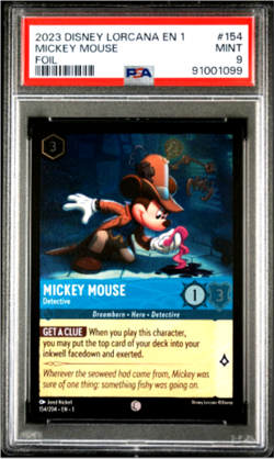 2023 Lorcana The First Chapter Cold Foil #154 Mickey Mouse - Detective PSA 9 - Image 1