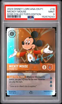 2023 DISNEY LORCANA EN P1-PROMO #18 MICKEY MOUSE - FRIENDLY FACE PSA 9 - Image 1