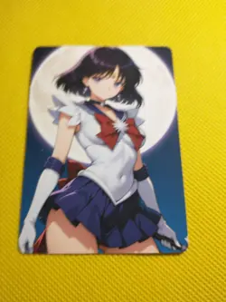 Sailor Saturn Pretty Moon Guardian Mature Lady Anime Waifu Girl Doubled Card - Image 1