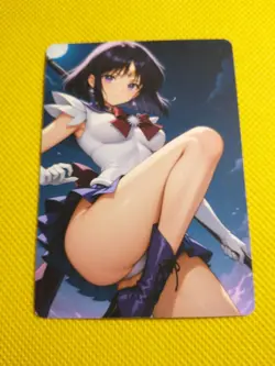 Sailor Saturn Pretty Moon Guardian Mature Lady Anime Waifu Girl Doubled Card - Image 1