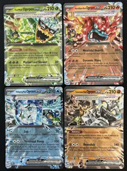 Pokemon TCG Prismatic Evolutions Tera Ogerpon ex 4-Card Lot - Teal Hearthflame + - Image 1