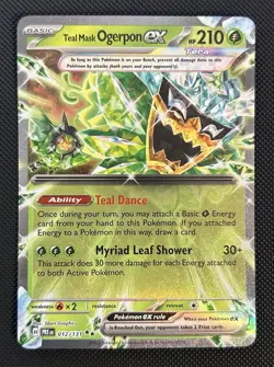 Pokemon TCG Prismatic Evolutions Tera Ogerpon ex 4-Card Lot - Teal Hearthflame + - Image 3