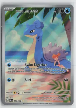 Misty's Lapras 194/182 Illustration Rare Destined Rivals Pokemon NM - Image 1
