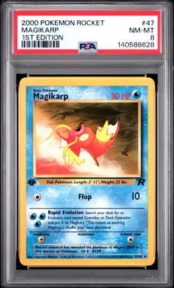 2000 POKEMON ROCKET 1ST EDITION #47 MAGIKARP PSA 8 - Image 1