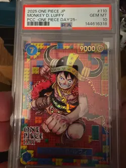MONKEY D. LUFFY 2025 ONE PIECE JP ONE PIECE DAY PROMO D #P-110 PSA 10 Q6095 - Image 1