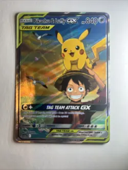Pikachu & Luffy GX Tag Team, Holo ART, Full Art, This NOT A Pokemon Game Card - Image 1