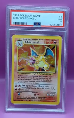 Graded 1999 Pokemon Game Holo Charizard Unlimited 4 Card ~ PSA 7 - Image 1