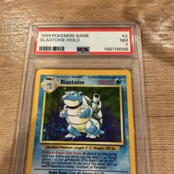 1999 Pokemon Blastoise 2/102 Base Set Holo Rare Unlimited Card PSA 7 NM - Image 2