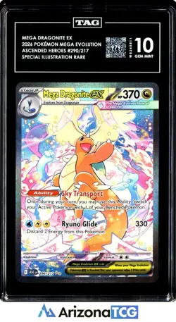 Pokemon 2026 Mega Dragonite ex 290/217 SIR Ascended Heroes GEM MINT TAG 10 - Image 1