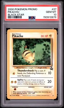 2000 Pokemon Promo Black Star #27 Pikachu Black Star PSA 10 - Image 1