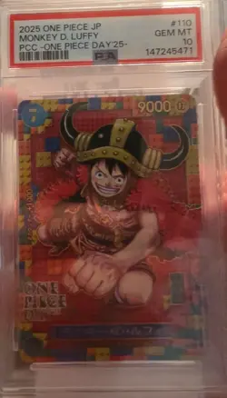 MONKEY D. LUFFY 2025 ONE PIECE JP ONE PIECE DAY PROMO D #P-110 PSA 10 Q6095 - Image 1
