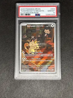 Team Rockets Meowth 203/182 SV10 Destined Rivals Illustrated Card - Image 1