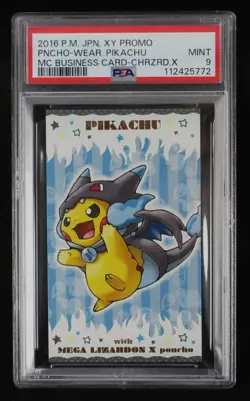 PSA 9 Pokemon Card Poncho Pikachu Mega Charizard X Japanese Business XY Promo - Image 1