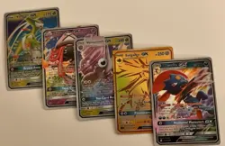 5 Pokemon GX Card Lot Tapu Lele GX Solgaleo Gold Virizion Weavile Venomoth Rare - Image 1