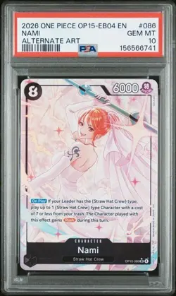 PSA 10 Nami GEM MINT OP15-086 Alternate Art SR Adventure on Kami's Island EB04 - Image 1
