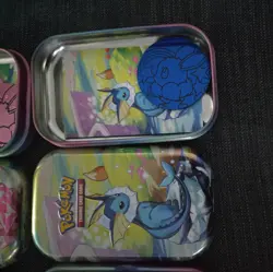 Pokemon Prismatic Evolutions 8x Official Empty Mini Tins Set Display & Coins and - Image 3
