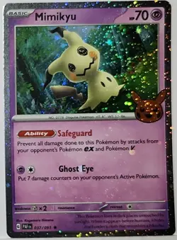 Swirl 🌀 Mimikyu 037/091 Cosmos Holo Bleed Error Rare Pokemon TCG Stamped ✨ 24 - Image 2