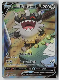 Galarian Perrserker V 184/196 Ultra Rare Lost Origin Pokemon NM - Image 1