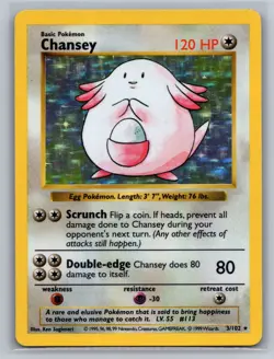 Chansey Unlimited Holo Holo Rare Base Set (Shadowless) 003/102 - Image 1
