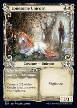 Lonesome Unicorn (Showcase) - Near Mint MTG Throne of Eldraine - Image 1
