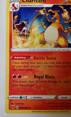 Pokemon Card Charizard Vivid Voltage Rare 025/185 LP. 2020 TCG - Image 3