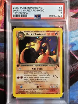 2000 POKEMON ROCKET 1ST EDITION #4 DARK CHARIZARD-HOLO PSA 7 - Image 1